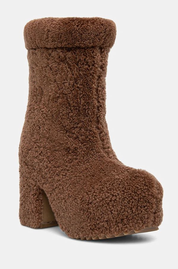 Inuikii Inuikii Shearling Heel boja: smeđa, s debelom potpeticom, 75207-095