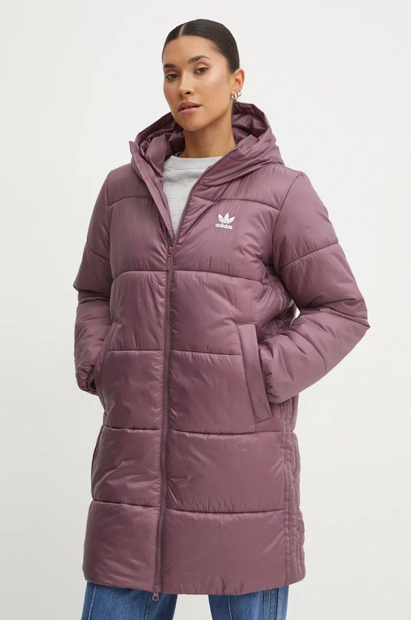 adidas Originals Jakna adidas Originals Long Puffer za žene, boja: ljubičasta, za zimu, IW5857