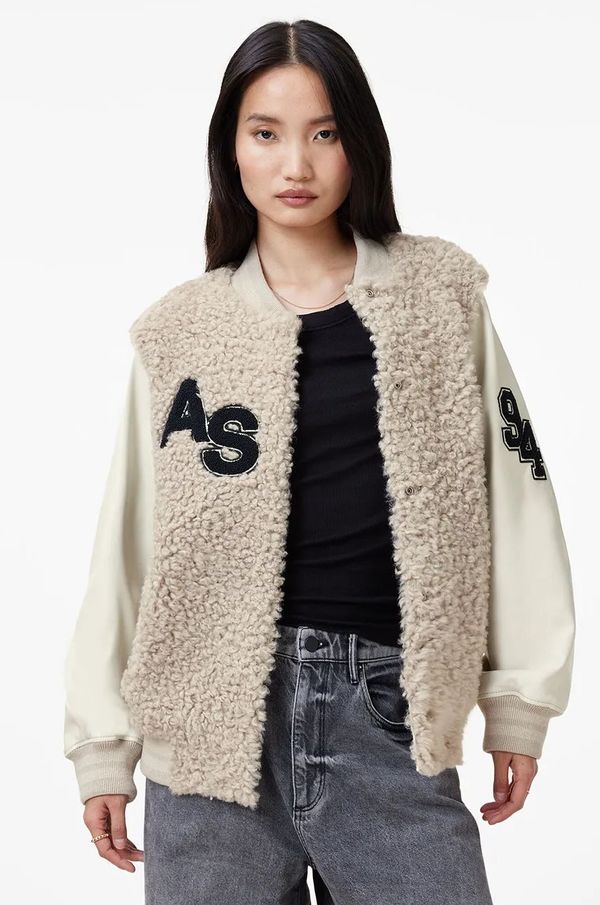 AllSaints Jakna AllSaints VALERIE za žene, boja: bež, za prijelazno razdoblje, oversize, W083LB