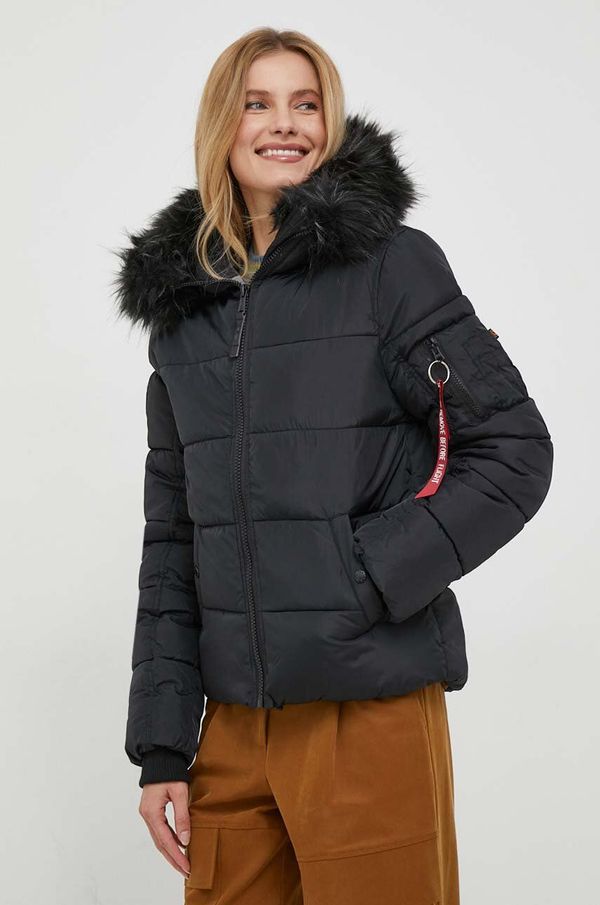 Alpha Industries Jakna Alpha Industries Hooded Puffer Wmn za žene, boja: crna, za zimu