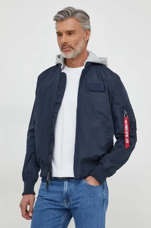 Alpha Industries Jakna Alpha Industries MA-1 TT Hood za muškarce, boja: tamno plava, za prijelazno razdoblje