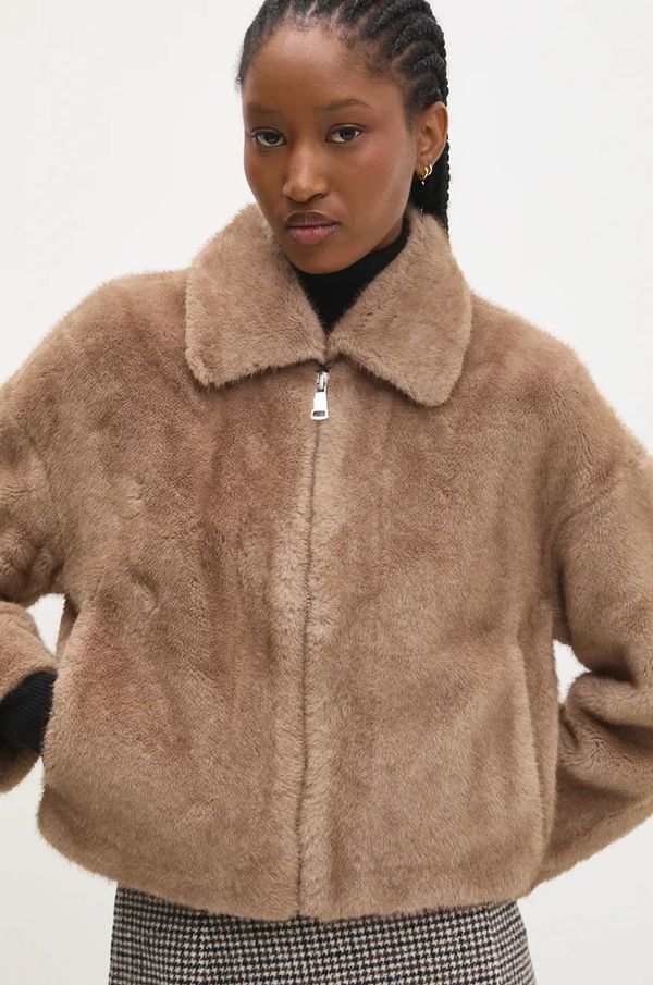 Answear Lab Jakna Answear Lab za žene, boja: bež, za prijelazno razdoblje, oversize