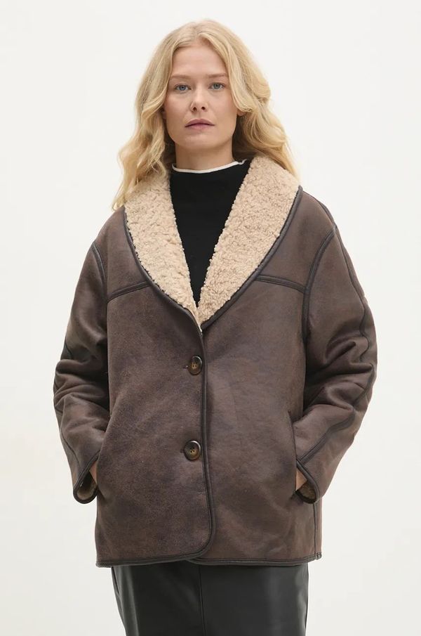 Answear Lab Jakna Answear Lab za žene, boja: bež, za prijelazno razdoblje, oversize