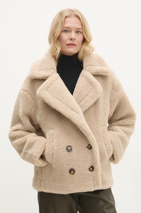 Answear Lab Jakna Answear Lab za žene, boja: bež, za prijelazno razdoblje, oversize