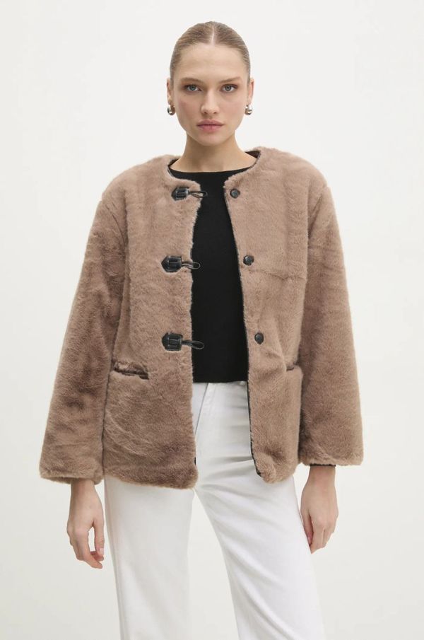 Answear Lab Jakna Answear Lab za žene, boja: bež, za prijelazno razdoblje, oversize