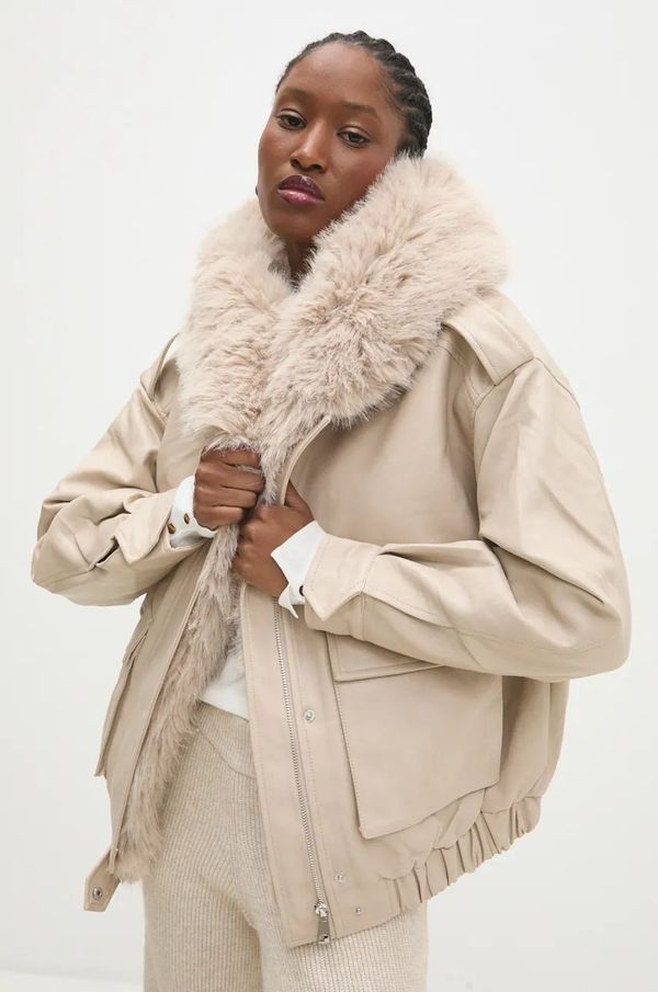 Answear Lab Jakna Answear Lab za žene, boja: bež, za prijelazno razdoblje, oversize