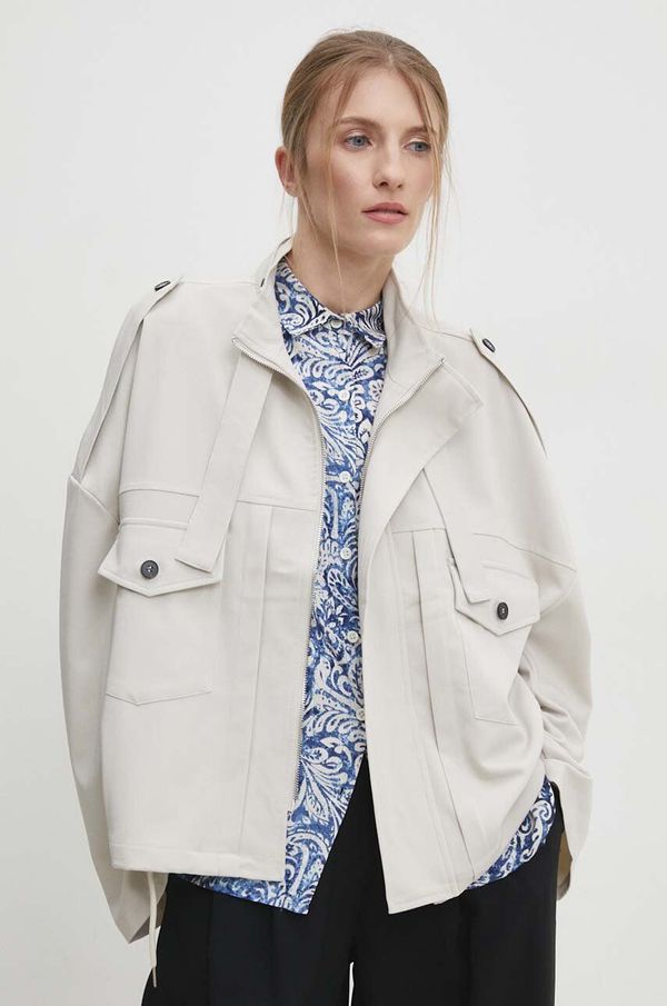 Answear Lab Jakna Answear Lab za žene, boja: bež, za prijelazno razdoblje, oversize