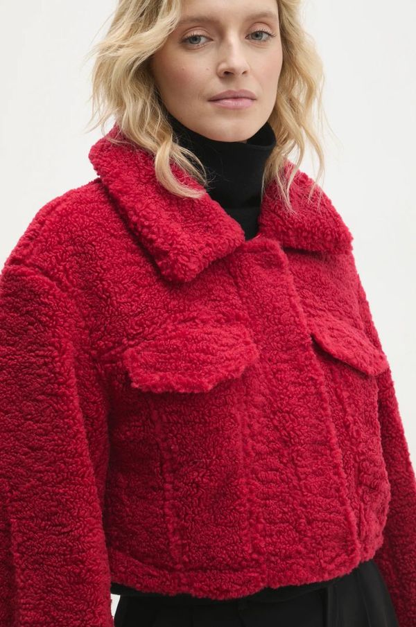 Answear Lab Jakna Answear Lab za žene, boja: crvena, za prijelazno razdoblje, oversize