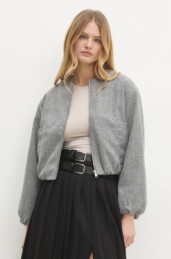 Answear Lab Jakna Answear Lab za žene, boja: siva, za prijelazno razdoblje