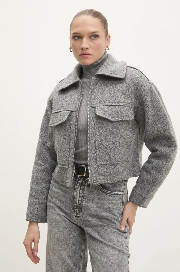 Answear Lab Jakna Answear Lab za žene, boja: siva, za prijelazno razdoblje