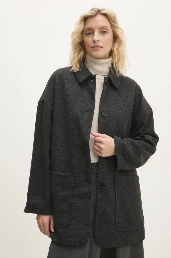 Answear Lab Jakna Answear Lab za žene, boja: siva, za prijelazno razdoblje, oversize