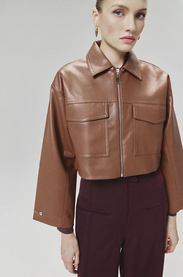 Answear Lab Jakna Answear Lab za žene, boja: smeđa, za prijelazno razdoblje