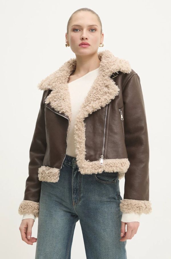 Answear Lab Jakna Answear Lab za žene, boja: smeđa, za prijelazno razdoblje