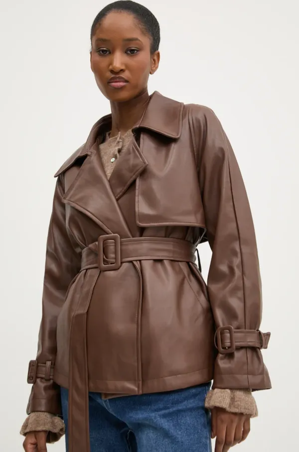 Answear Lab Jakna Answear Lab za žene, boja: smeđa, za prijelazno razdoblje