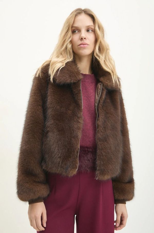 Answear Lab Jakna Answear Lab za žene, boja: smeđa, za prijelazno razdoblje, oversize