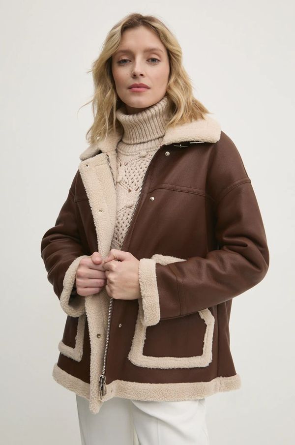 Answear Lab Jakna Answear Lab za žene, boja: smeđa, za prijelazno razdoblje