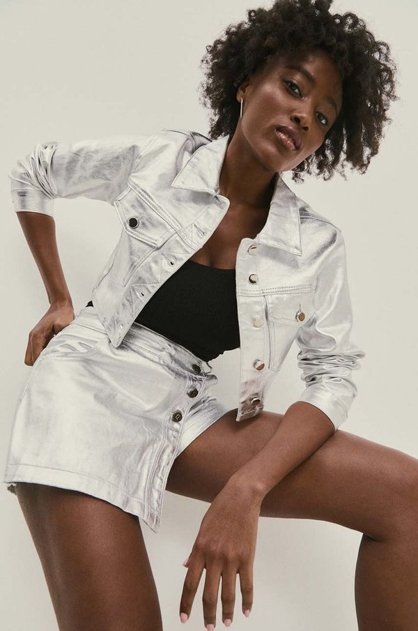 Answear Lab Jakna Answear Lab za žene, boja: srebrna, za prijelazno razdoblje