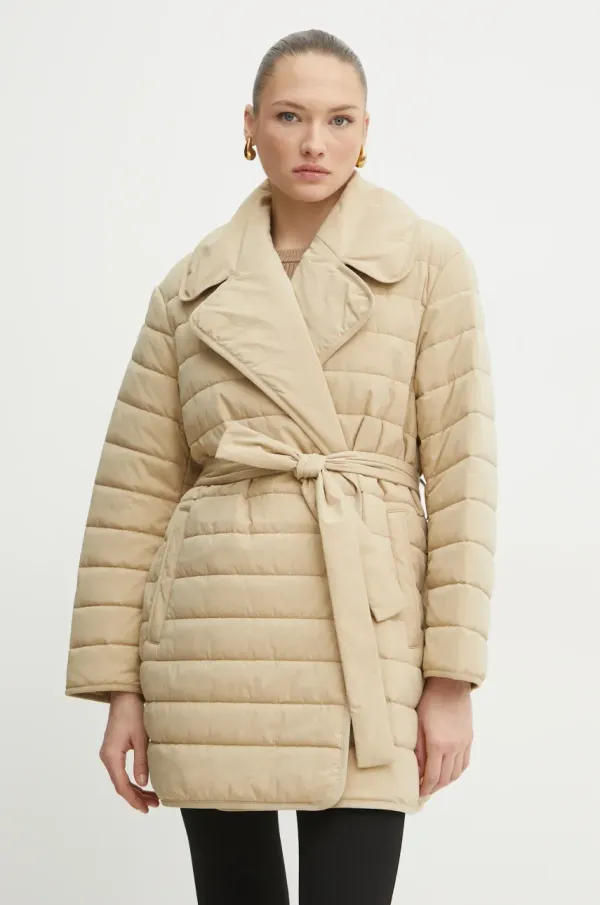 BOSS Jakna BOSS boja: bež, za prijelazno razdoblje, oversize, 50535340