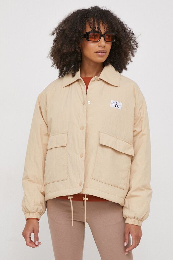 Calvin Klein Jeans Jakna Calvin Klein Jeans za žene, boja: bež, za prijelazno razdoblje, oversize