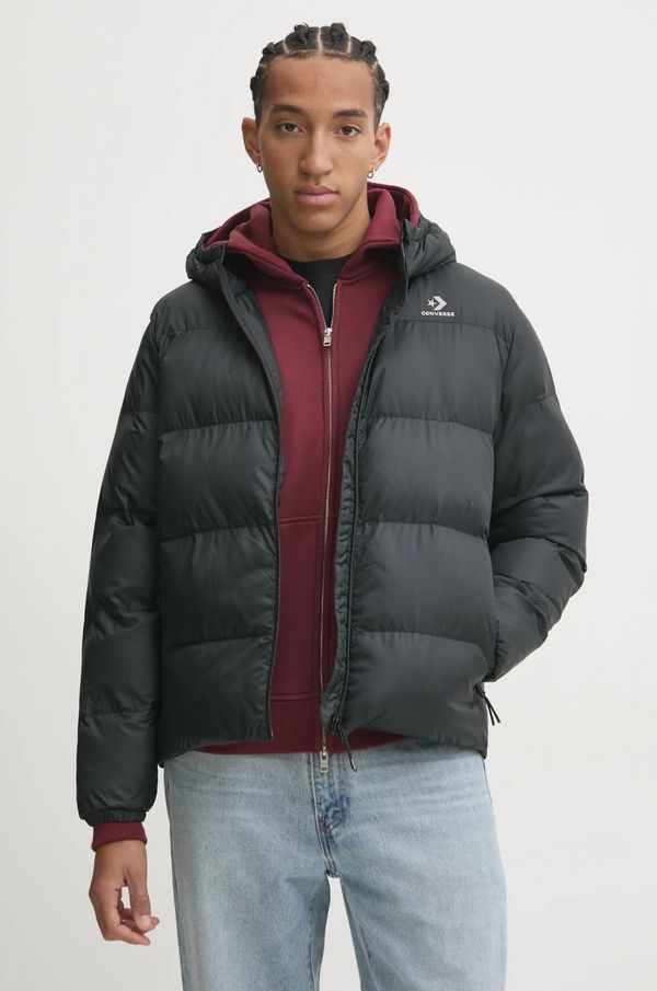Converse Jakna Converse za muškarce, boja: crna, za prijelazno razdoblje, 10026729-A03