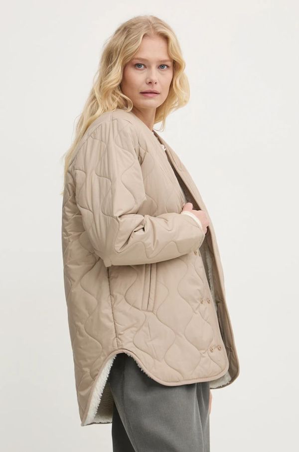 Converse Jakna Converse za žene, boja: bež, za prijelazno razdoblje, oversize, 10026783-A01