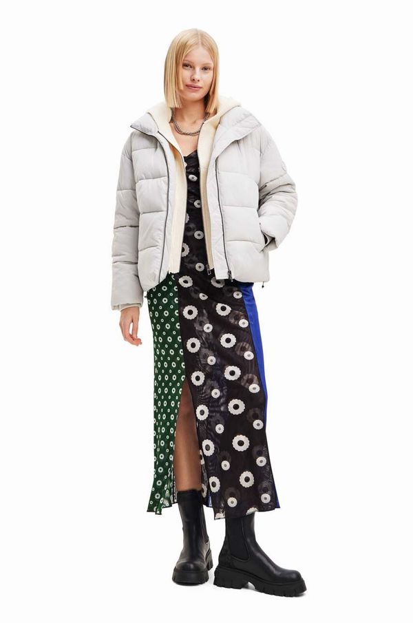 Desigual Jakna Desigual 23WWEW56 WOMAN WOVEN PADDED SHORT OVERCO za žene, boja: bež, za prijelazno razdoblje