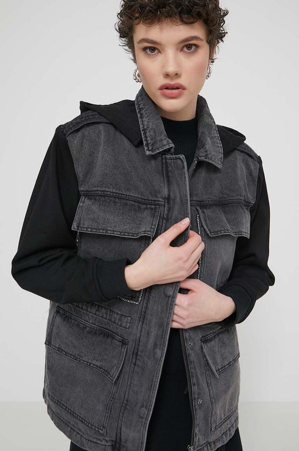 Desigual Jakna Desigual RAINIER za žene, boja: siva, za prijelazno razdoblje, oversize, 24SWED43