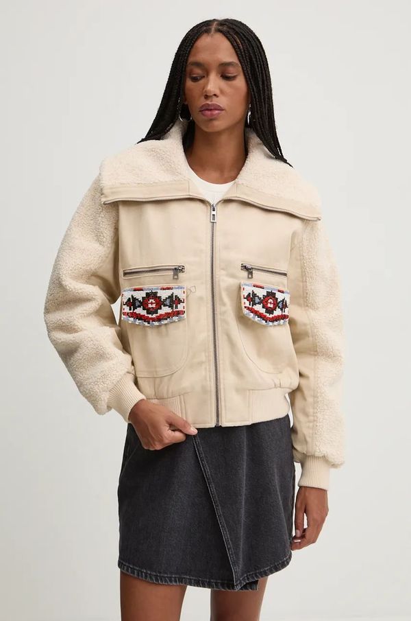 Desigual Jakna Desigual ROMA za žene, boja: bež, za prijelazno razdoblje, 24WWED06