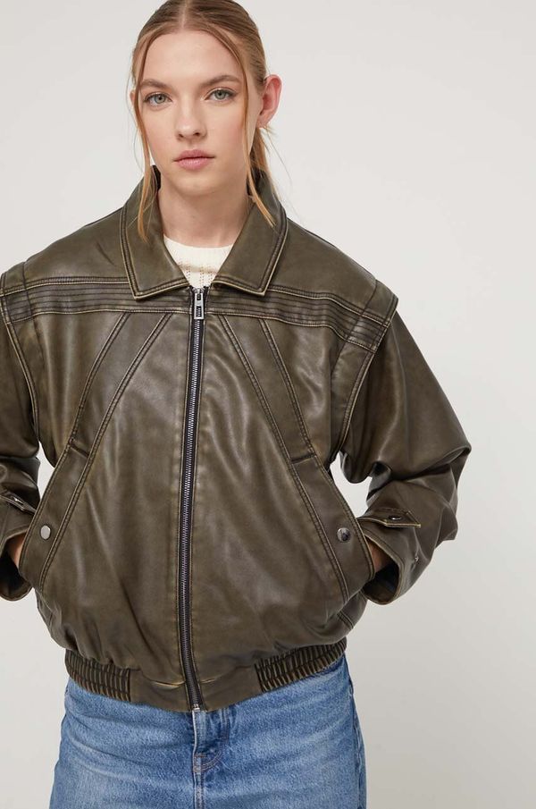 Desigual Jakna Desigual za žene, boja: zelena, za prijelazno razdoblje, oversize