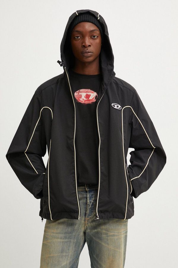 Diesel Jakna Diesel J-HIVES za muškarce, boja: crna, za prijelazno razdoblje, oversize, A06149.0DGAM