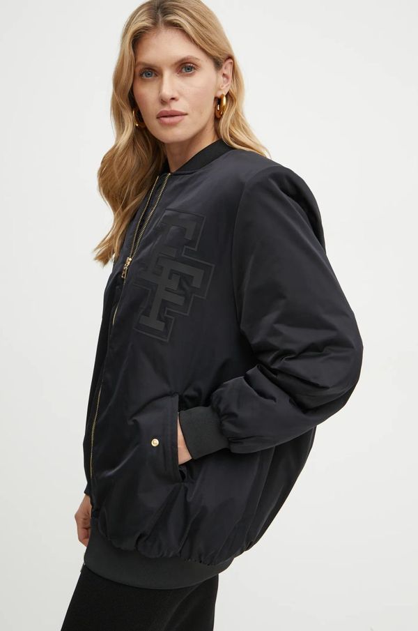 Elisabetta Franchi Jakna Elisabetta Franchi za žene, boja: crna, za prijelazno razdoblje, oversize, PI74D46E2