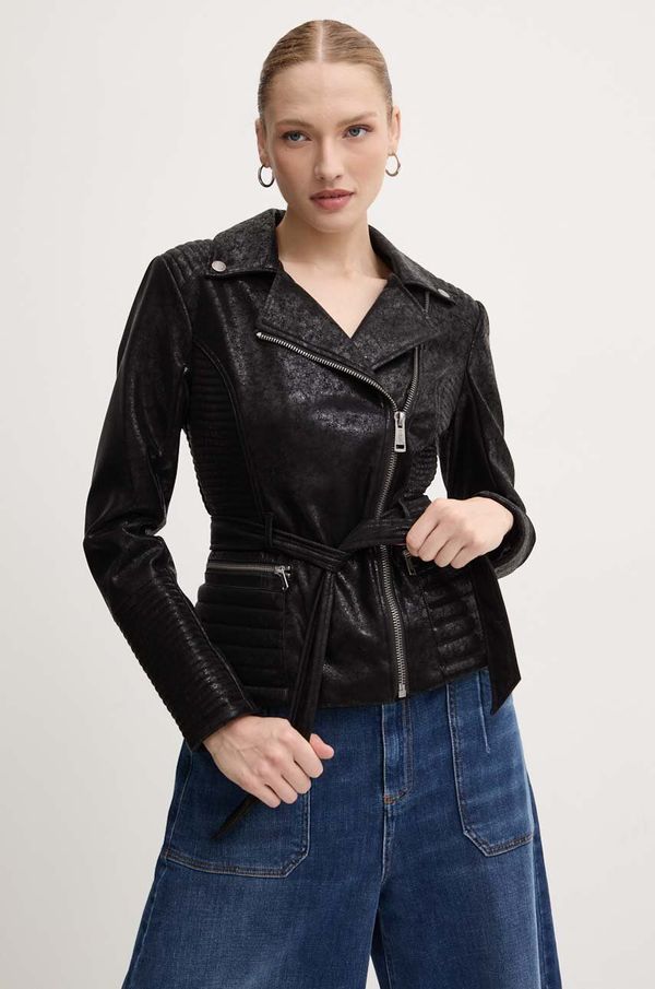 Guess Jakna Guess AGNES za žene, boja: crna, za prijelazno razdoblje, W4YL10 WGAF0