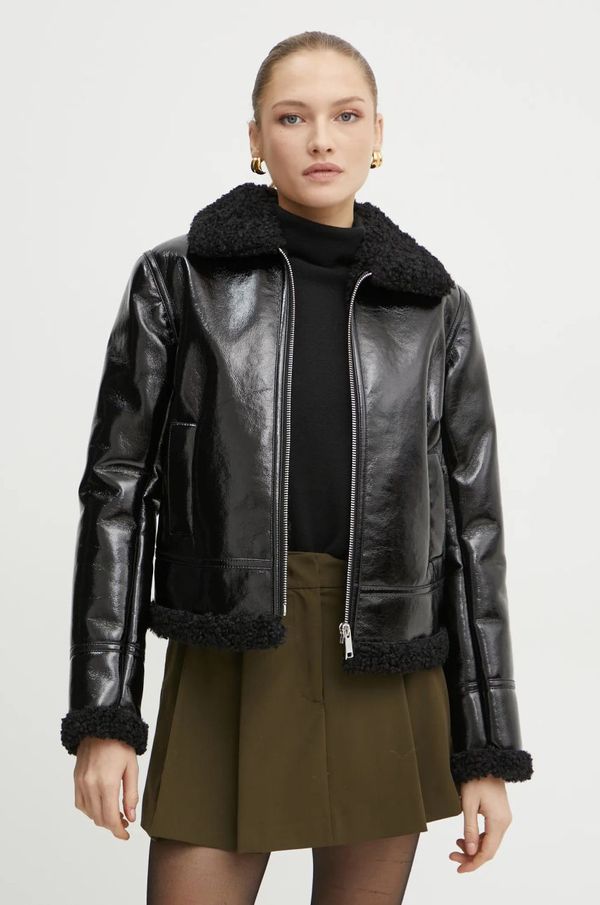 Guess Jakna Guess ANDREA za žene, boja: crna, za prijelazno razdoblje, W4BL14 WGHW0