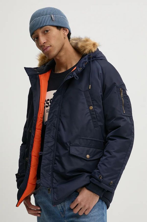 Guess Jeans Jakna Guess Jeans za muškarce, boja: tamno plava, za zimu, M4BL22 WG932