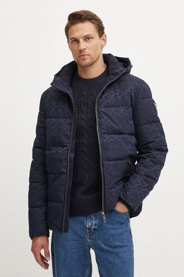 Guess Jakna Guess MONOGRAM za muškarce, boja: tamno plava, za zimu, M4BL42.WG9L2