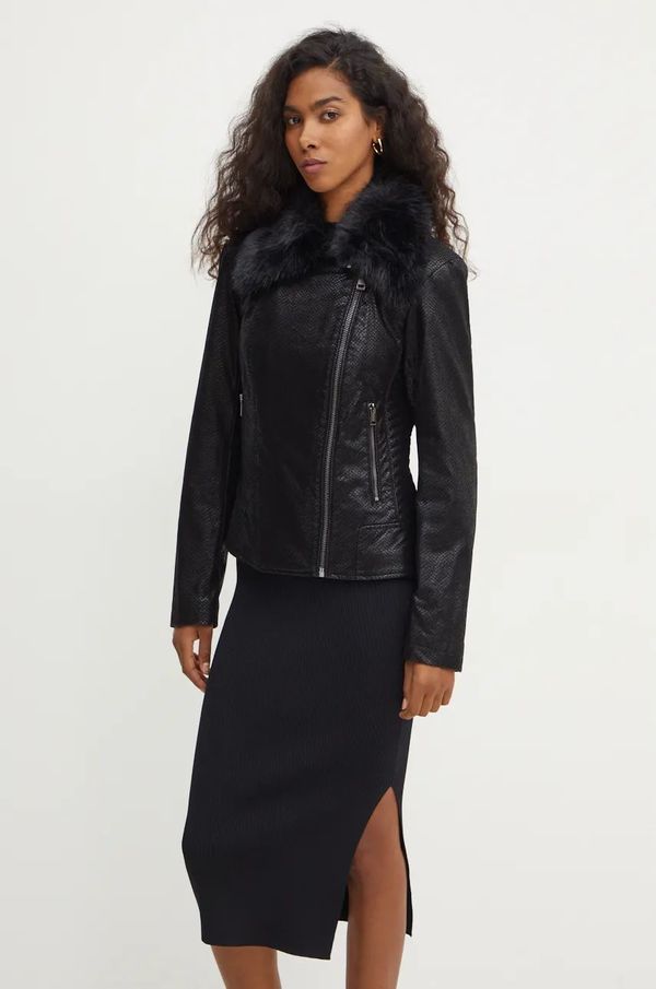 Guess Jakna Guess OLIVIA za žene, boja: crna, za prijelazno razdoblje, W4BL29 WGJE0