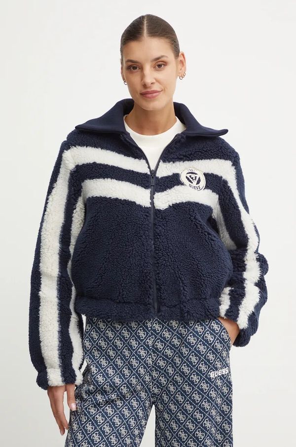 Guess Jakna Guess SHERPA za žene, boja: tamno plava, za prijelazno razdoblje, V4BL06 KCIR0