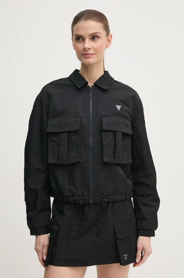 Guess Jakna Guess SYLVIE za žene, boja: crna, za prijelazno razdoblje, V5RL03 WGYB0