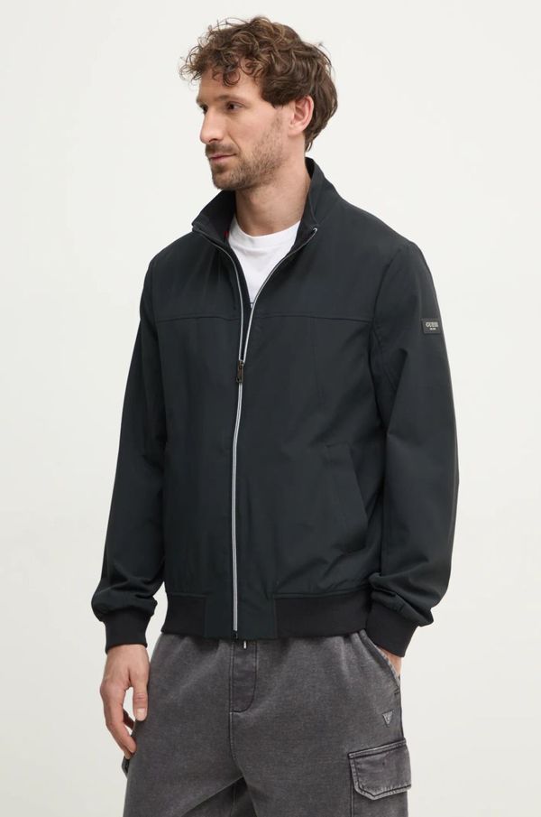 Guess Jakna Guess za muškarce, boja: crna, za prijelazno razdoblje, M5RL18 WGUP2