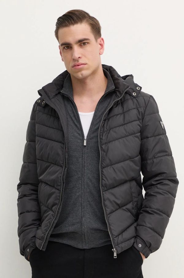 Guess Jakna Guess za muškarce, boja: crna, za prijelazno razdoblje, M5RL45 WCQA2