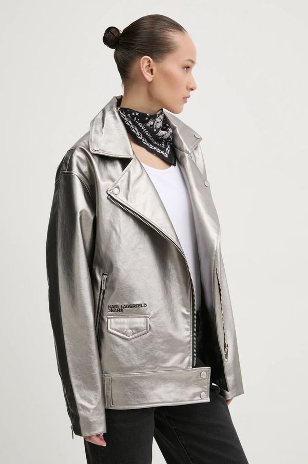Karl Lagerfeld Jeans Jakna Karl Lagerfeld Jeans za žene, boja: srebrna, za prijelazno razdoblje, A1W15013