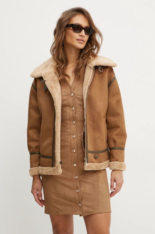 Morgan Jakna Morgan GROWN za žene, boja: smeđa, za prijelazno razdoblje, oversize, GROWN