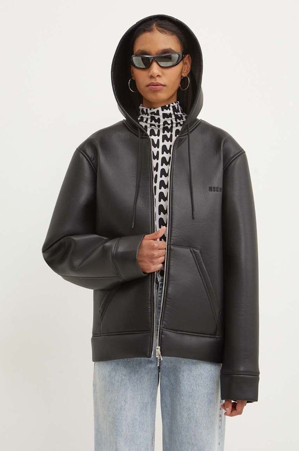 MSGM Jakna MSGM za muškarce, boja: crna, za prijelazno razdoblje, 3740MH18X.247603