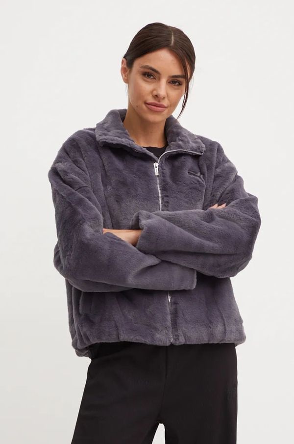 Puma Jakna Puma za žene, boja: siva, za prijelazno razdoblje, oversize, 626517