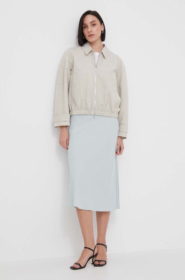 Calvin Klein Jakna s dodatkom lana Calvin Klein boja: siva, za prijelazno razdoblje, oversize