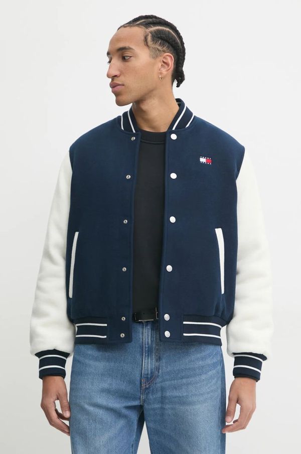 Tommy Jeans Jakna s dodatkom vune Tommy Jeans boja: tamno plava, za prijelazno razdoblje, DM0DM20216