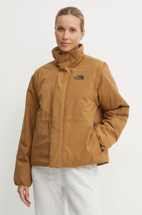 The North Face Jakna The North Face Padded 2 in 1 Conv za žene, boja: smeđa, za zimu, NF0A89GX1731