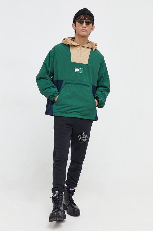 Tommy Jeans Jakna Tommy Jeans za muškarce, boja: zelena, za prijelazno razdoblje, oversize