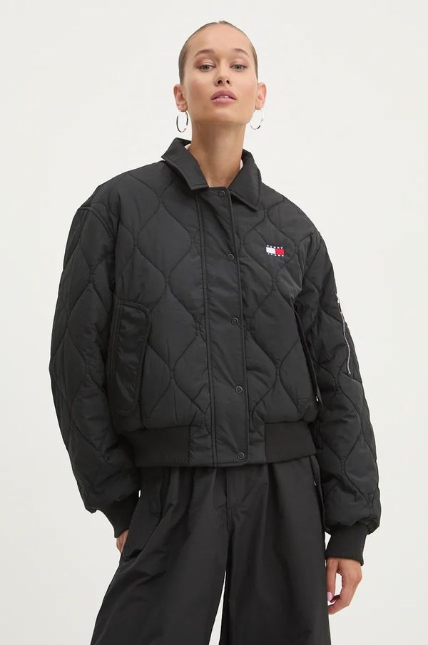 Tommy Jeans Jakna Tommy Jeans za žene, boja: crna, za zimu, oversize, DW0DW18839