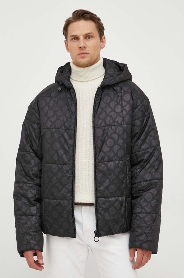 Trussardi Jakna Trussardi za muškarce, boja: crna, za zimu, oversize